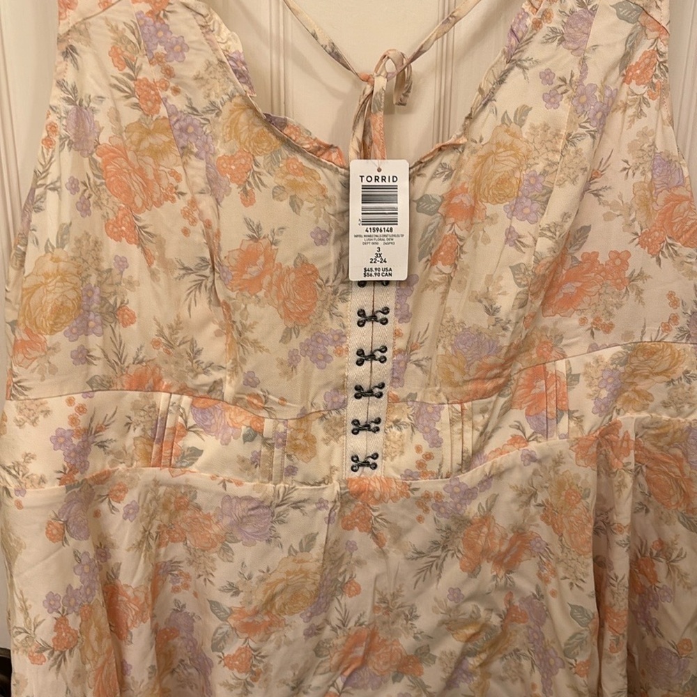 Torrid Babydoll Challis Corset Sleeveless Top NWT Size 3 - Picture 10 of 14